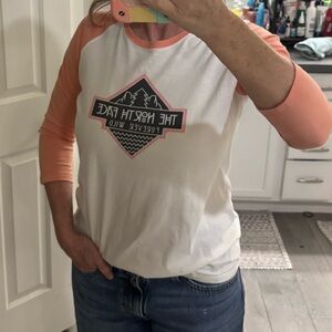 The North Face Coral and White Long Sleeve Tee